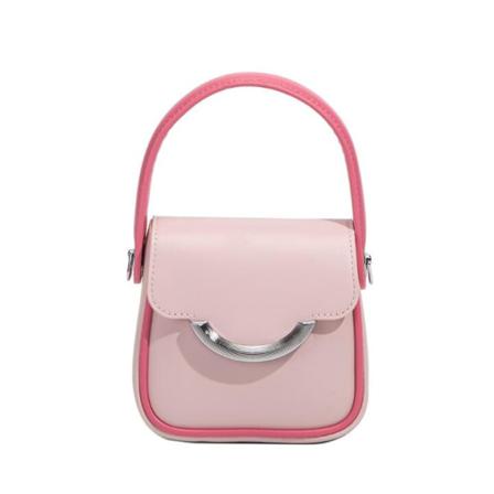 Kontrastfärg Mångsidig Liten Fyrkantig Väska (rosa)