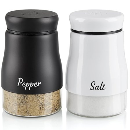Salt- och pepparkvarnset, 5 uns rostfritt stål salt- och pepparkvarn med glasbotten, salt- och pepparkvarnar för hemköksdekoration