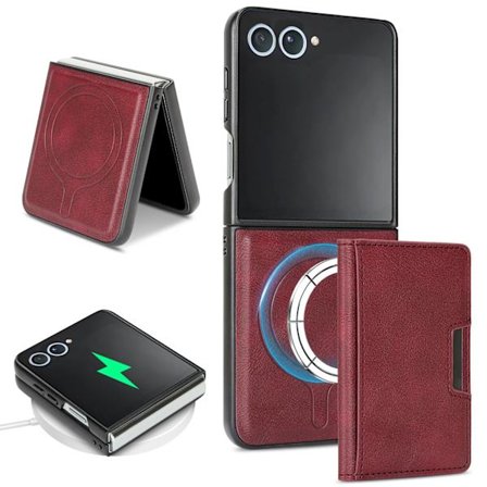 Samsung Z Flip 7 telefondeksel med MagSafe kortholder, rød