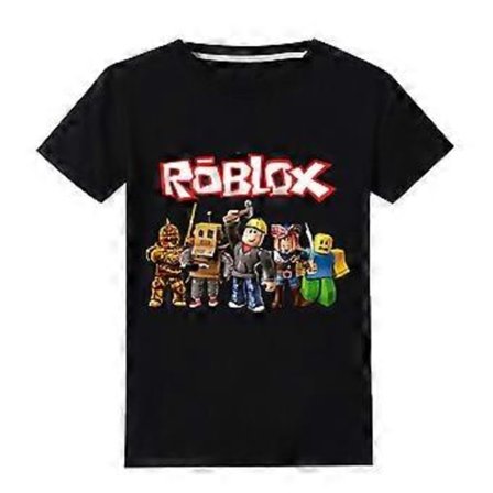 Roblox Tryckt Barn Pojkar Kortärmad T-shirt Sommar Tee Shirt Rundhals Toppar (7-8 År Svart)