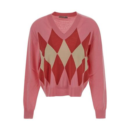 Ballantyne V-neck Strik Pink, Dame Striktrøjer