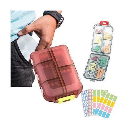 Med Wallet -pillerit tarroilla, Medwallet pillerijärjestäjä, Med Wallet pillerikotelo, kannettava päivittäinen pilleri C