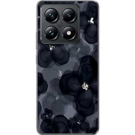 Kompatibel Mobilcover til Xiaomi Xiaomi 14T Abstrakt mørkt blomstermønster i sortgrå toner med en elegant og dramatisk følelse