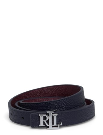 Logo Reversible Leather Skinny Belt Black Lauren Ralph Lauren