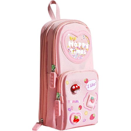 Stor pige penalhus, stor kapacitet med 3 rum, multifunktionelt penalhus til børn, teenagere og studerende