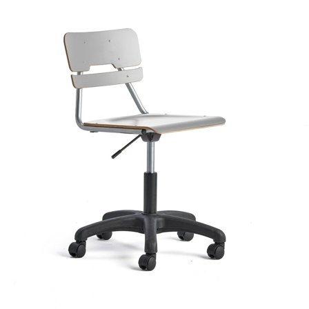 Chair LEGERE height adjustable, large seat, with wheels, H 430-550 mm, grey