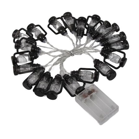 LED Sort Lygte Kæde Lys Retro Vandtæt Energibesparende Plast Mini Kerosinelampe til Camping Varm Hvid 3m 20 Lys med Blink