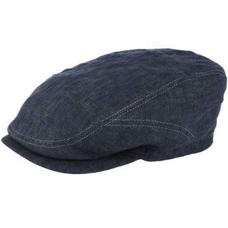 Stetson - Blå flatcap Keps - Driver Linen Navy Flat Cap @ Hatstore