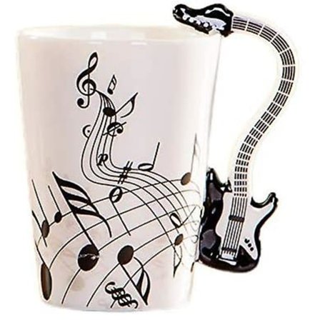 8,5oz Kreativ Musikkrus Fiolin Stil Gitar Keramisk Krus Kaffe Te Melk Noter Kopper Med Håndtak Kaffe Kopper Nyhetsgaver (svart Elektrisk Gitar)