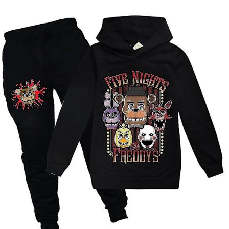 Børns Five Nights At Freddy's Træningssæt Sæt Langærmet Casual Hoodies Hættetrøje Top Bukser Fnaf Outfits Aktivt Tøj Loungewear Gave[HK] Black 11-12 