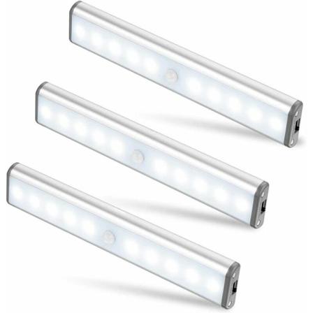 3stk10LED oppladbart hvitt lysbatteri 10LED korridorlys skaplys, nødlys, nattlys for barn