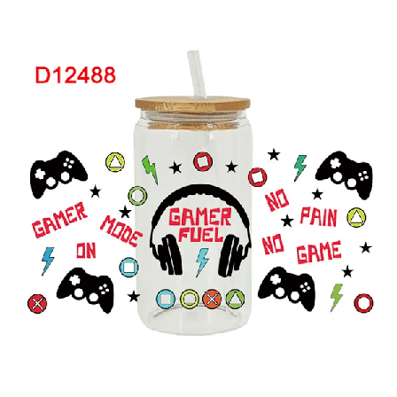 Minispel Uv Dtf Libbey Cup Wrap Jern På Overførsel Til Glas Klistermærker 16Oz D12488 D12488 16 oz( 23CMX 11CM))