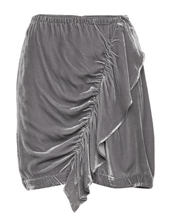 Short Velvet Skirt With Front Drape Grey DESIGNERS, REMIX