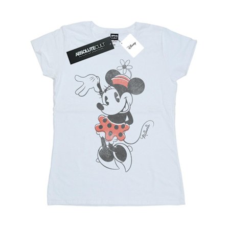 Disney Dam/Kvinnor Minnie Mouse Vinkande Bomull T-shirt XS Vit