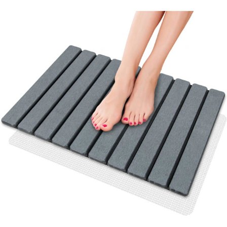 Badrumsmatta i sten, hopfällbar naturlig kiselgur halkfri snabbtorkande superabsorberande 60 x 39 cm duschmatta för badrum hem kök