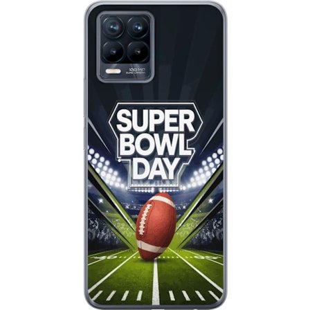 Yhteensopiva Puhelinkuori Realme 8 Super Bowl Day juliste, jossa amerikkalainen jalkapallo valaistuksella varustetulla areenalla dramaattisessa urheil