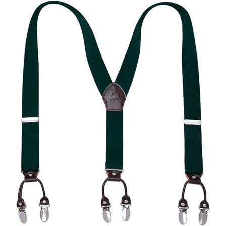 Herrebukser Seler Y-form Justerbare Seler Bukseholdere Salopette Seler Stærke Metalklemmer Herreseler (Mørkegrøn)