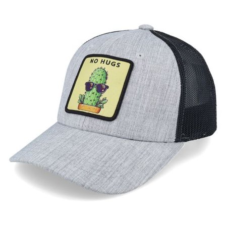 Kiddo Cap - Grå trucker Keps - Kids No Hugs Cactus Dark Heather Grey/Black @ Hatstore