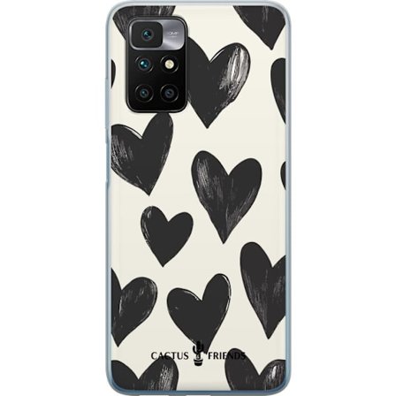 Kompatibelt Mobildeksel til Xiaomi Xiaomi Redmi 10 Cactus and Friends - Bold Black Love Pattern