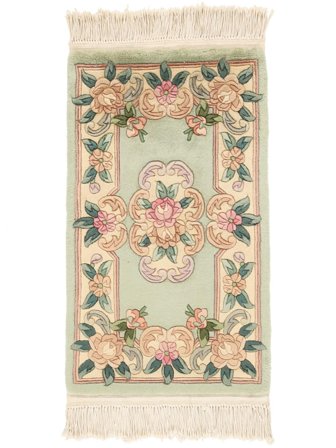 Kina 90 Line Matta 52X90 Beige/Grön Ull, Kina