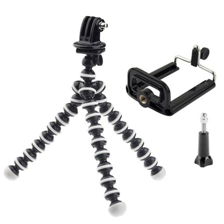 Fleksibel Tripod Kamerastativ - Stativ for Mobil / GoPro (16 cm) Svart