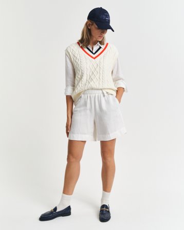 GANT Damen Relaxed Fit Leinenmix Pull-On Shorts (34) Weiß