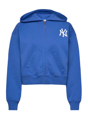 Sporty & Rich Yankees Serif Cropped Zip Hoodie - Blue - XS