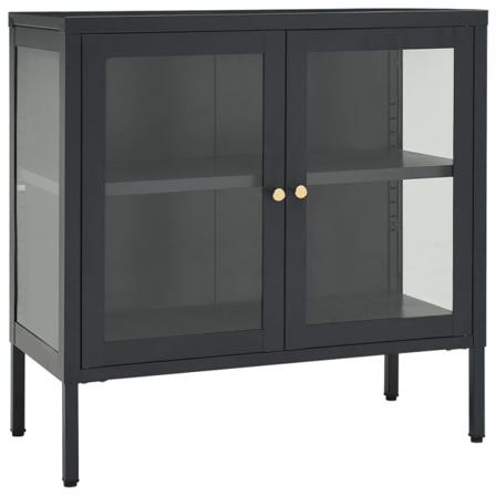 Vidaxl Skänk Antracit 70x35x70 Cm Stål Och Glas Antracit