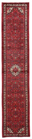 Hand Knotted Persian Hosseinabad Rug 80X385 Dark Red/Black