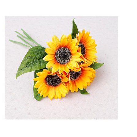 Högkvalitativ simulering 5 handbundna solrosor, bröllopsdekoration som håller blommor, solrosblomsterarrangemang, konstgjord solrosdekoration bukett,
