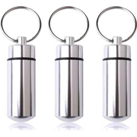 3-pack Vattentät Aluminium Piller Box Fickpiller Box Nyckelring Pillerbehållare