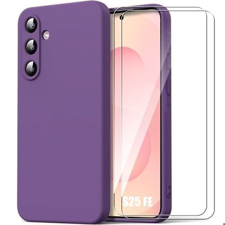 Skyddsfodral - BOOLING - för Samsung Galaxy S25 FE - Ultra Tunn Mörklila Silikon - 2 Glas