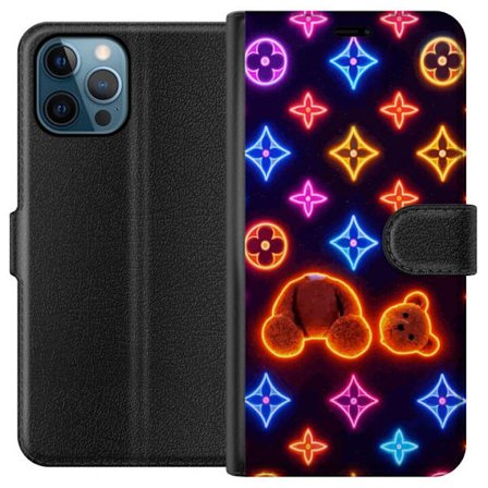 Kompatibel Tegnebogsetui til Apple Apple iPhone 12 Pro Neonfarvet luksusmønster med glødende teddybjørn i pop art-æstetik