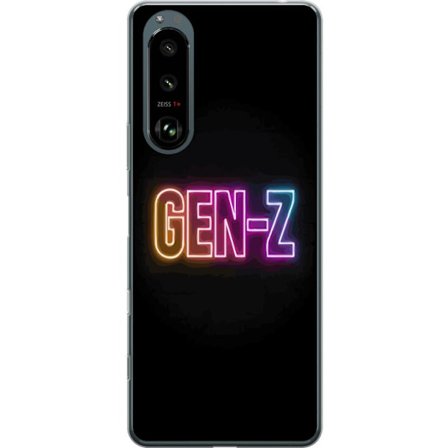 Yhteensopiva Puhelinkuori Sony Sony Xperia 5 III Neontext Gen Z värikkäässä valossa tummaa taustaa vasten modernissa digitaalisessa tyyliissä