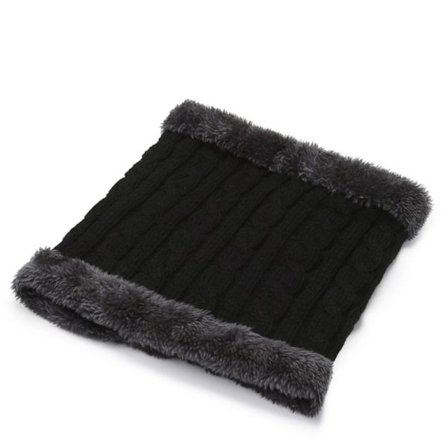 Strikket skjerf tykk hals ring SVART