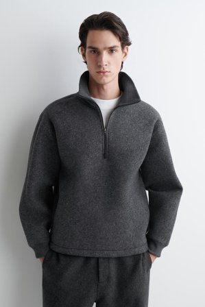 COS Männer Oversized-Pullover Aus Scuba Mit Hohem Kragen in Grau