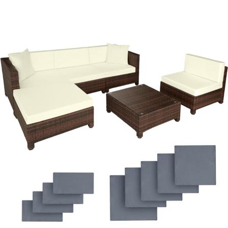 Tectake Loungeset I Konstrotting Med Aluminiumram, Överdrag I 2 Brun