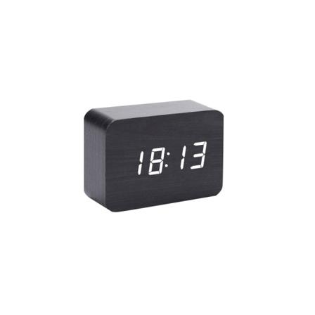 LED digitalt vækkeur Lille bedstefars ur med datotemperaturdisplay, stemmestyring, 2 modes display (sort),
