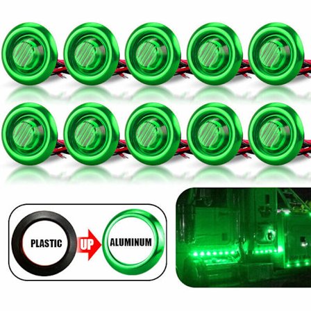 10X 3/4" 12V Markørlys LED Truck Trailer Rund Side Bull