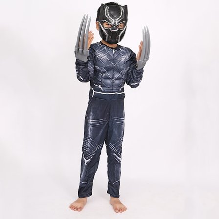 Barnekostyme Svart Panter Gutt Superhelt Jumpsuit Barn Halloween Rollespill Maske/Ulveklo Rekvisitter Wakanda Forever