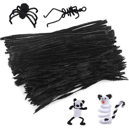 100 stk. Chenille-stænger Piberensere + 100 stk. Farverige Bump Piberensere og Pompoms, Limstift, Piberensere DIY Håndværkssæt til Kreativ Håndlavet