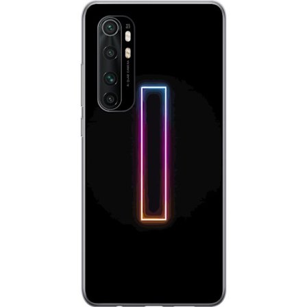 Kompatibel Mobilcover til Xiaomi Xiaomi Mi Note 10 Lite Minimalistisk neonbogstav I i regnbuefarver mod mørk baggrund