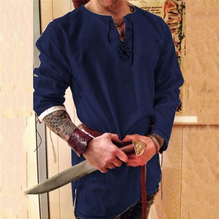 Knight Cosplay medeltida kostym tunika Halloween kostymer för män Vuxen Viking Piratförklädnad Tjusiga kläder Karnevalskjortor Color 3 L