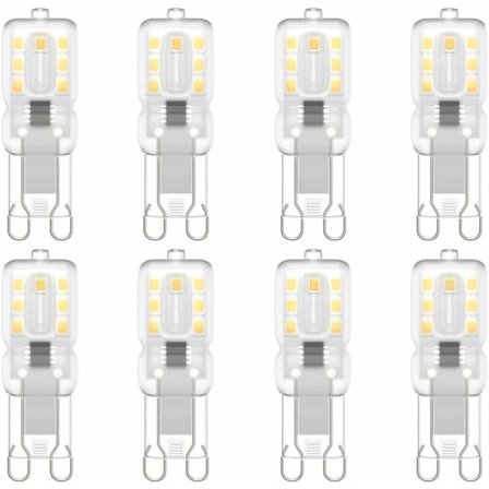 G9 LED-pære, G9 LED 220V Naturlig Hvit 3000K 3W Halogen Ekvivalent 30W Halogen Lys 8-pakning