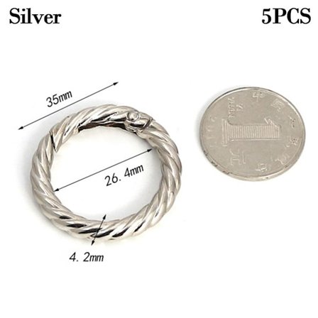 5st Fjäderrunda Ringar Väska Bältesspännen SILVER 35MM