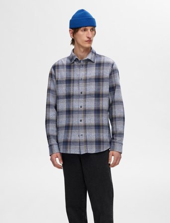 Selected Slhregowen-Grindle Check Shirt Ls - Blue - S