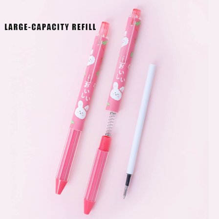 8 rena, indragbara gelbläckpennor, söt rosa tecknad serie skolpenna, b