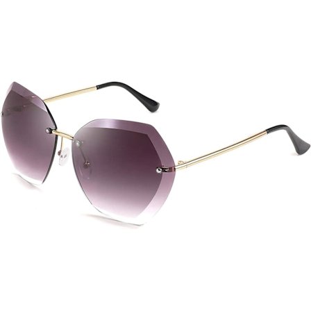 Dam Oversized Rimlösa Solglasögon Diamant Slipade Linser Solglasögon B2569