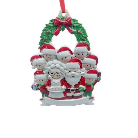 2D Flad, Ny Julemandsfamilie Harpiks Print Effekt 2D Smykkevedhæng, Familie Stue Hængende Dekoration, 2D Flad