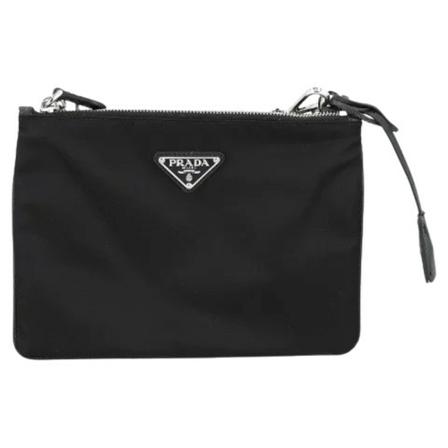 Prada Vintage, Pre-owned Nylon crossbody-bags Zwart, Dames, Maat:ONE Size,Ritsen